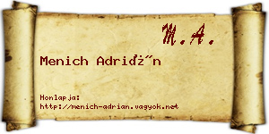 Menich Adrián névjegykártya
