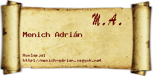 Menich Adrián névjegykártya